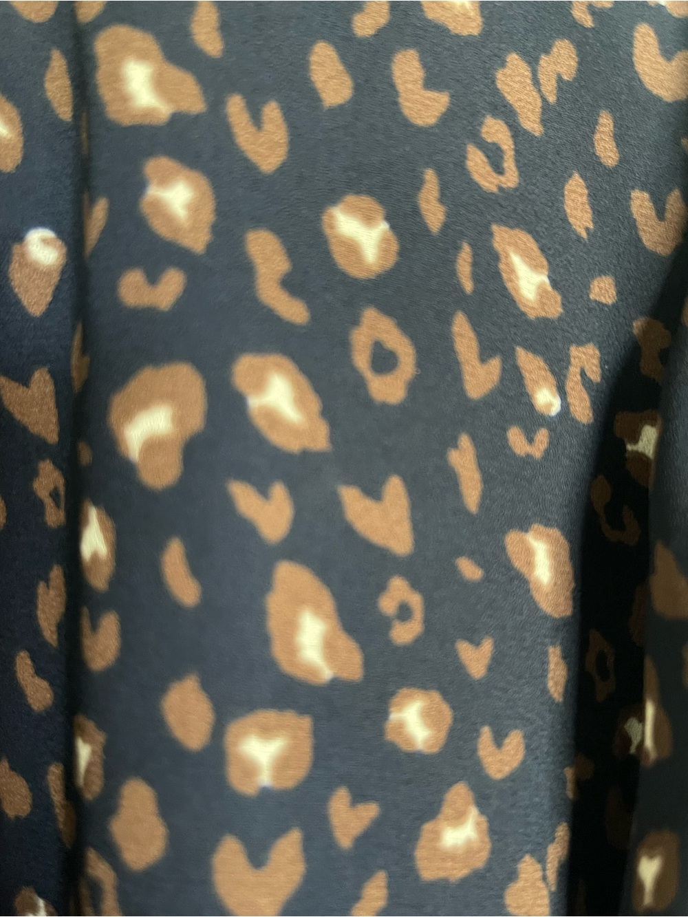 West Kei Navy / Dark Blue Blouse with Brown Spot Print and Front Tie - Picture 3 of 4